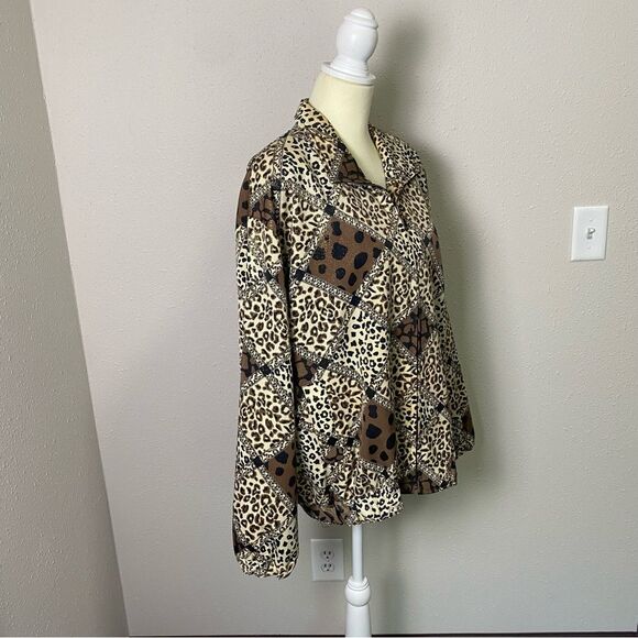 Vintage 80's A.D.S Gold Sparkling Animal Print Bomber Jacket Women's Size Large - Picture 3 of 15